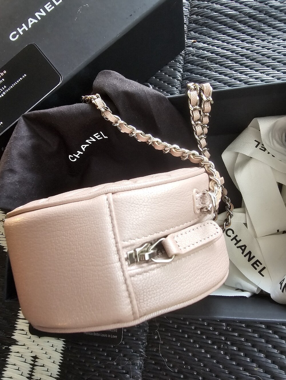 CHANEL Pink Camellia Quilted Round Crossbody - Picture 8 of 12
